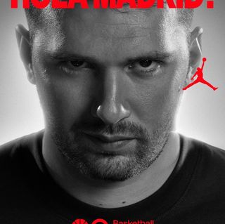 Luka Dončić in promo visual for his return to Europe during Jordan Brand's "The One" basketball tour.