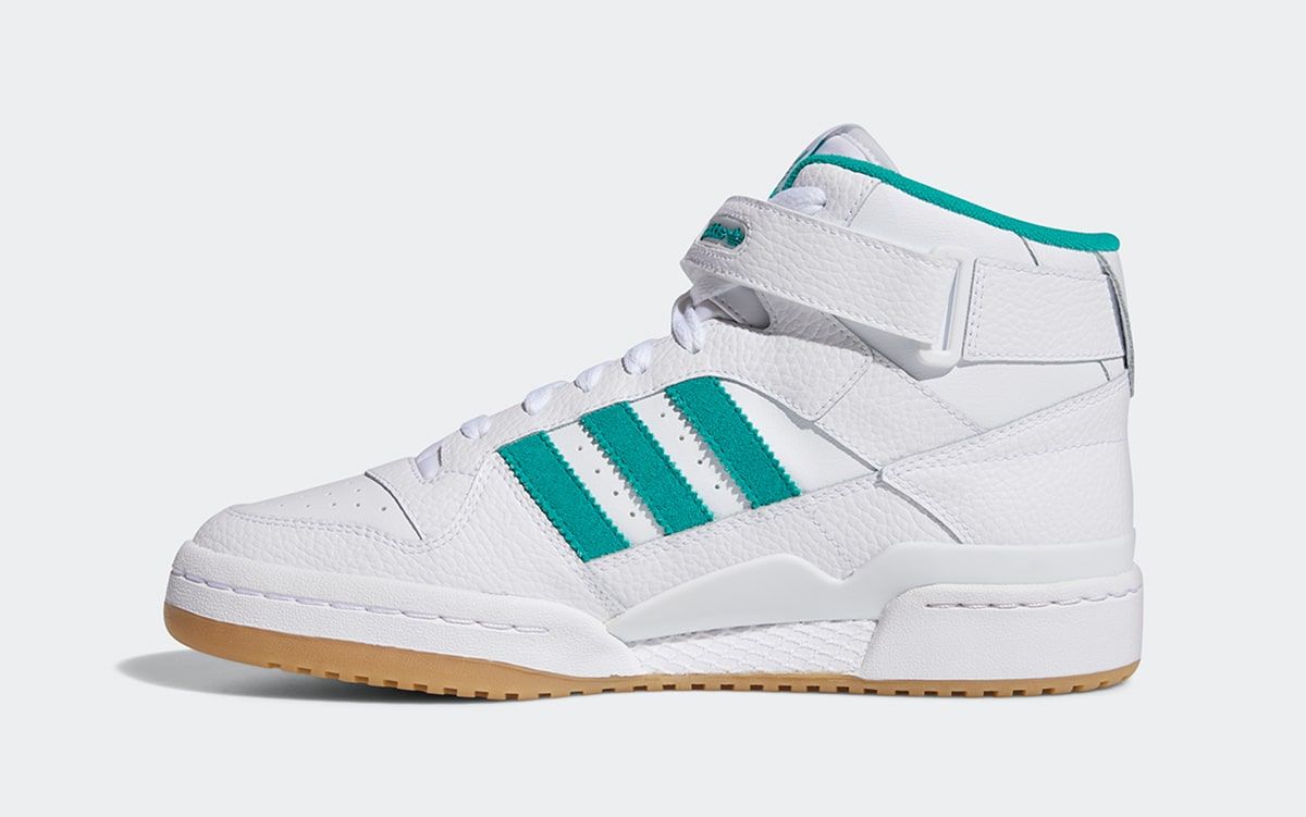 Available Now // adidas Forum Mid in White, Teal and Gum | House of Heat