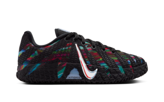 Kids' Nike Ja 3 "King of the Court" basketball shoe in a "Black/Bright Crimson/Cobalt Bliss/White" color scheme.