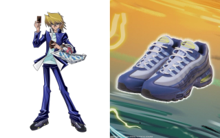 Yu-Gi-Oh!'s Joey Wheeler wearing the Air Muscle, a fictional version of the Nike Air Max 95.