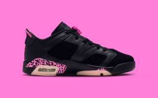Big Kids' Air Jordan 6 Low “Black/Pink Leopard” (SKU: 768878-001). Photo via Foot Locker.