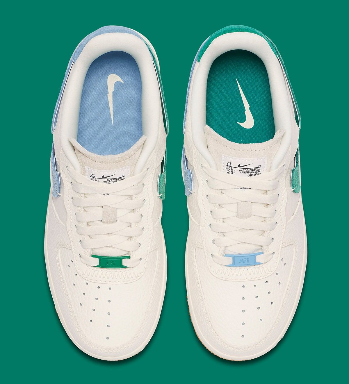 nike air force 1 vandalized sail green blue