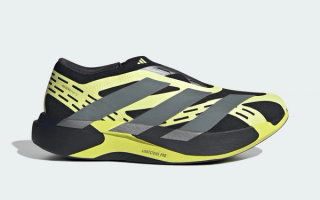 Men's adidas Adizero Evo SL Laceless "Frozen Lemon/Black" (SKU: KI2837).