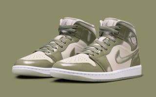 'Oil Green' Patent Leather Covers the Women's Air Jordan 1 Mid