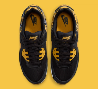 Nike Air Max 90 "Black/Yellow Ochre" (Plaid, Clueless, SKU: IR5598-001). Photo via Nike.