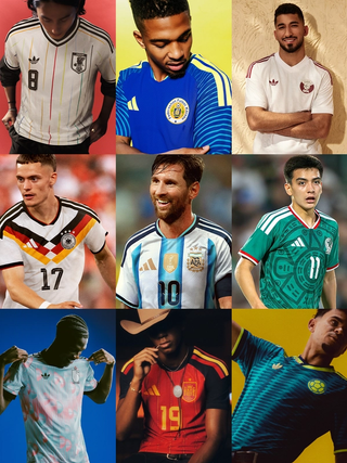 Nine different Home & Away jersey designs by adidas for the 2026 World Cup™—including Lionel Messi in Argentina's Home jersey, Gilberto Mora in Mexico's Home jersey & Lamine Yamal in Spain's Home jersey.