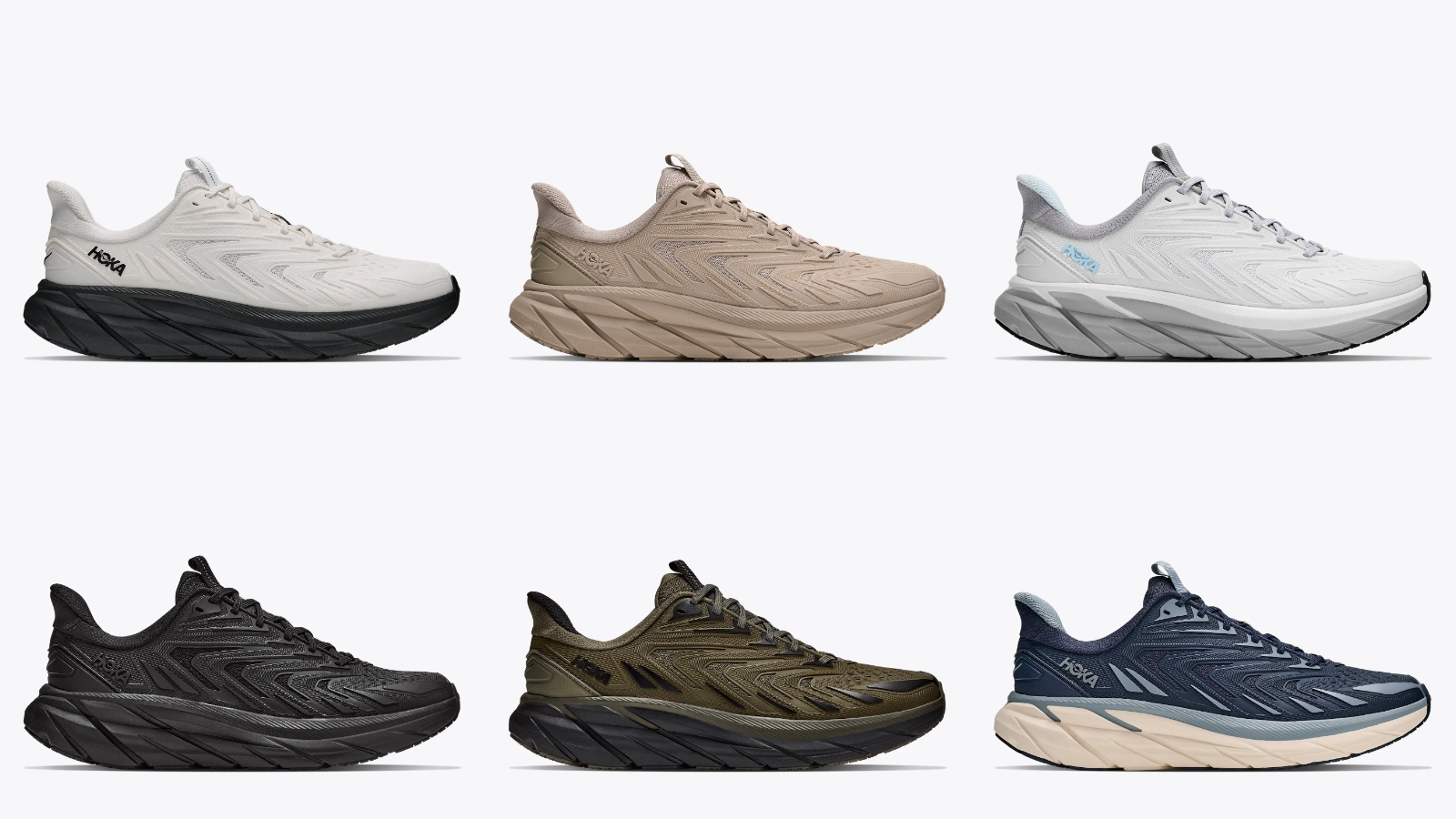 Men's HOKA Clifton UTL Colorways.