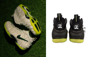 Nike Air Foamposite Pro “Mummy Duck” originally made for the University of Oregon, in White and Black colors.