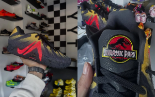 In-hand look at Ja Morant's Jurassic Park x Nike Ja 3 basketball shoe. Photo via @yyt_snkrs on Instagram.