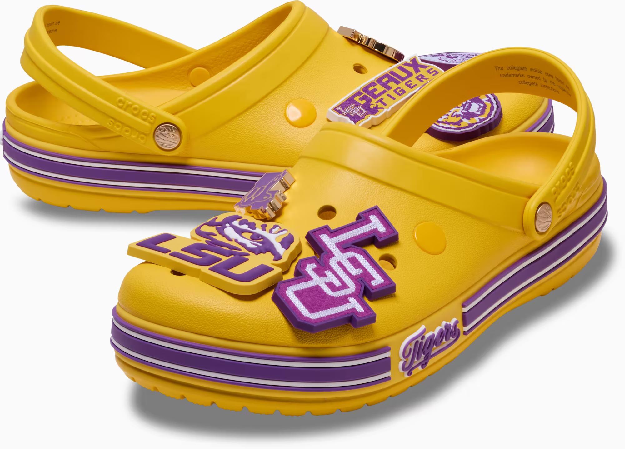 NCAA x Crocs Crocband Clog "LSU Tigers" (SKU: 213572-90H). Photo via Crocs.
