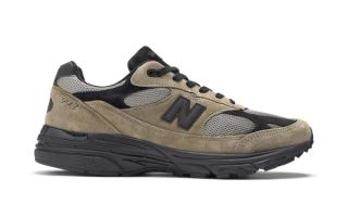 JJJJound x New Balance 993 sneaker in a "Military Urban Grey/Black" color scheme.