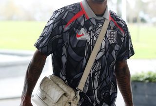 Marcus Rashford wearing a collaborative pre-match jersey between Palace and Nike for the England national football team ahead of the 2026 World Cup™.