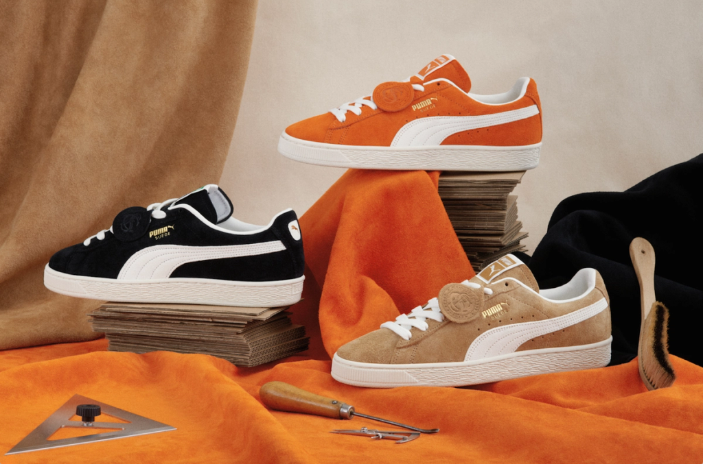 Puma Suede x Charles F. Stead premium suede collaboration sneaker in neutral colorway