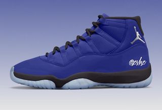 Speculative mock-up for the Air Jordan 11 in a "Lapis/Off-Noir/Metallic Silver" color scheme.