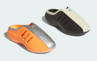 Anthony Edwards x adidas adiFOM IIInfinity Mule in a "Lucid Orange" and "Black/Ice Gold Metallic" color scheme.