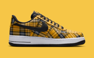 Nike Air Force 1 Low "Black/Yellow Ochre" (Plaid, Clueless, SKU: IR5596-900). Photo via Nike.