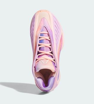 Kids' adidas Anthony Edwards 2 "3SSB" in a "Haze Coral/Bliss Lilac/Zero Metallic" color scheme.