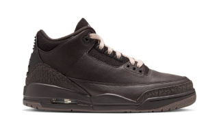 Women's Air Jordan 3 "Fireside" retro in a "Velvet Brown/Pearl White/Gum Dark Brown" color scheme. Photo via JD Sports.