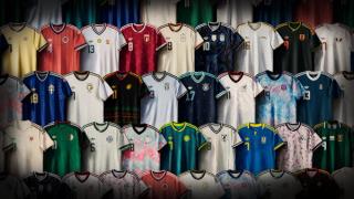 National Away Jerseys for the FIFA World Cup 2026™ by adidas, featuring countries like Argentina, Mexico, Japan, Germany, Spain, and Colombia.