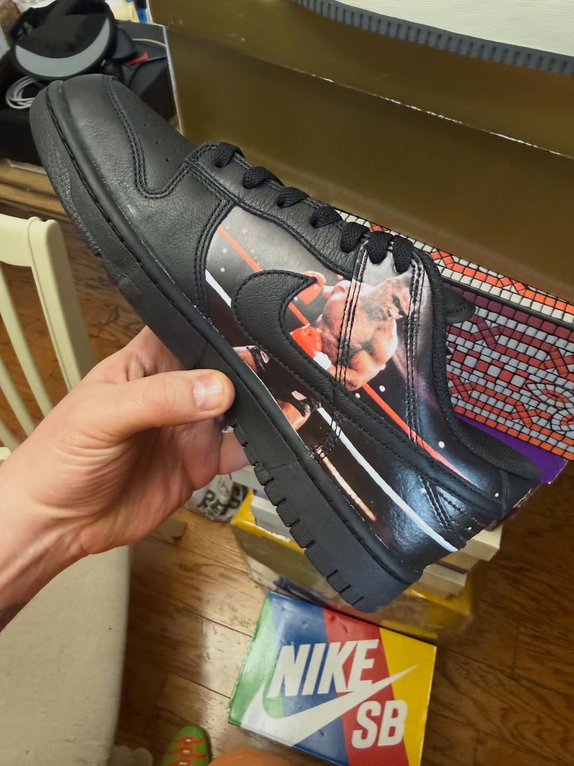 Supreme® x Martine Rose® x Mike Tyson x Nike Dunk Low (SKU: JA1868-001). Photo via @kcscowboys1977 on Instagram.