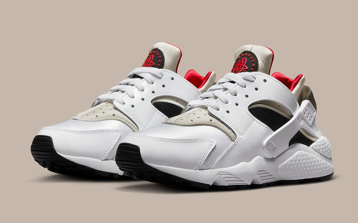 Red black sale white huaraches