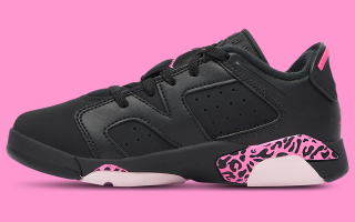 Little Kids' Air Jordan 6 Low “Black/Pink Leopard” (SKU: IQ6541-001). Photo via Foot Locker.