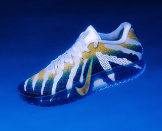 Nike Ja 3 "Murray State" basketball shoe in a "Platinum/Lightning/Dusty Cactus/Deep Royal Blue" color scheme.