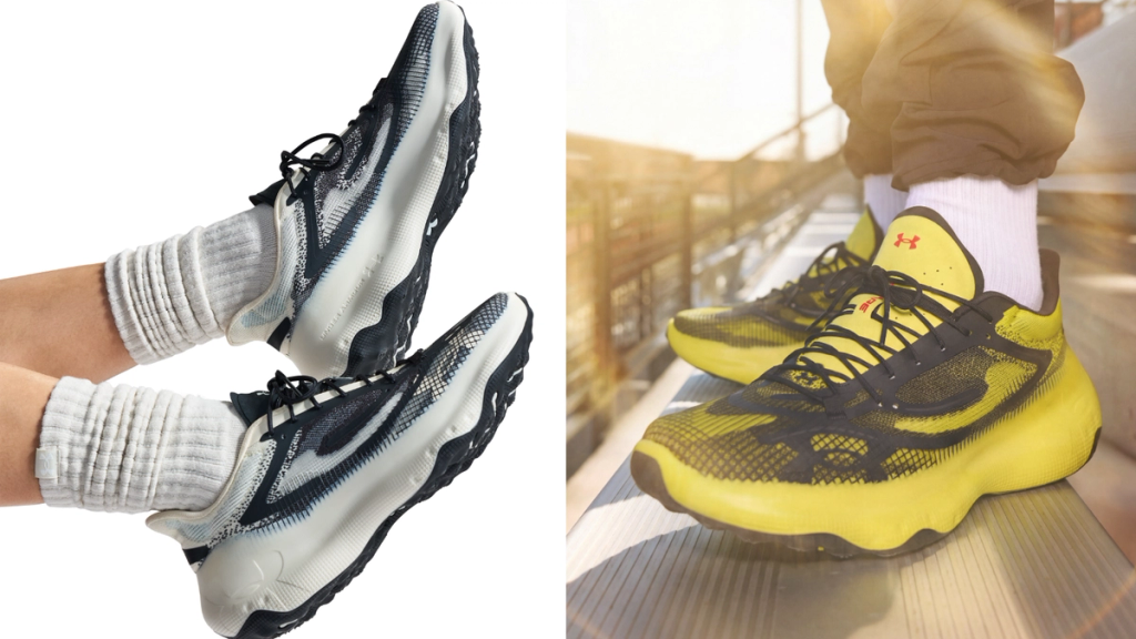 Under Armour UA Flare sneaker showcasing motion-inspired design with dynamic line work and contoured upper construction
