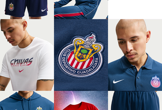Eight different fan gear & training items by Nike for Chivas de Guadalajara (Club Deportivo Guadalajara) from Mexico's Liga MX league in time for the 2026 Apertura tournament.