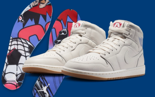 Nike Football-inspired Air Jordan 1 Mid in an off white color scheme. "Goal" graphics are printed on the insoles.