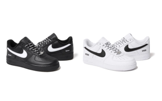 Supreme's Nike Air Force 1 Low duo for Fall/Winter 2025 (black/white & white/black).