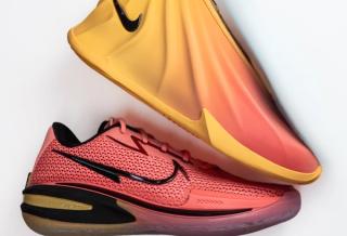 Caitlin Clark's sunrise-reminiscent Nike Caitlin 1 basketball shoe from the 2026 WNBA All-Star Weekend. Photo via Caitlin Clark on Instagram Stories.