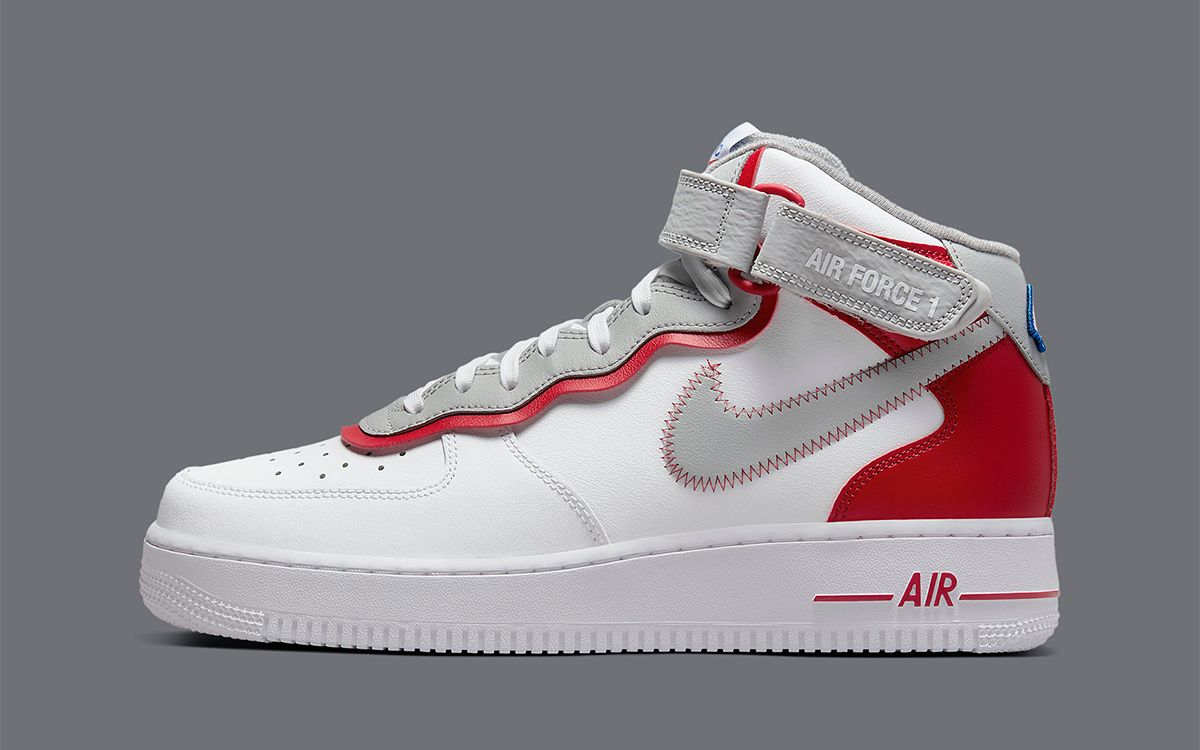 white and red high top air force ones