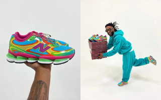 Aminé's multi-colored New Balance ABZORB 2000 "Best Day Ever Biblioteca" collaboration.