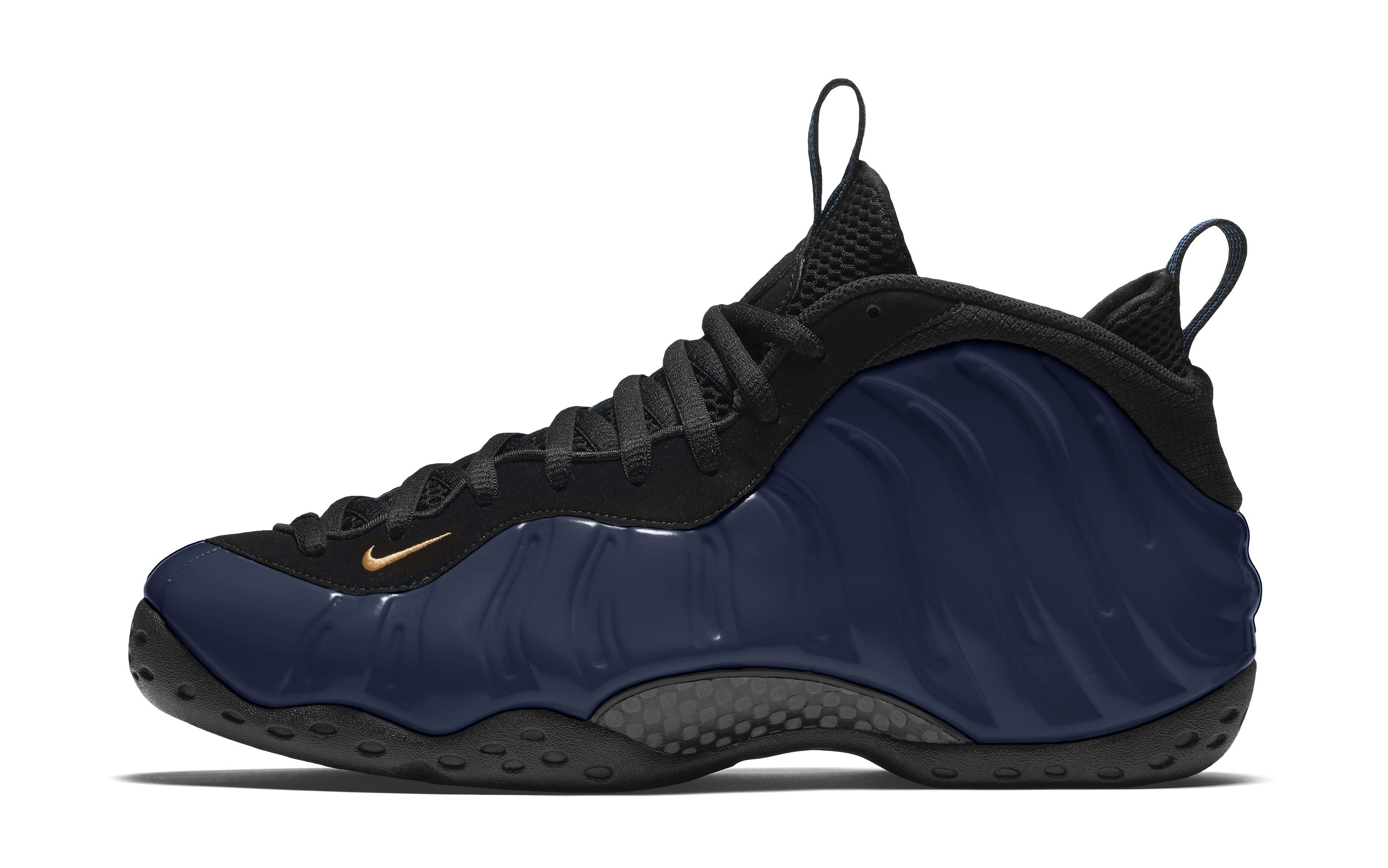 Speculative mock-up of the Women's "Obsidian" Nike Air Foamposite One featuring a "Obsidian/Black/Metallic Gold Grain" color scheme.