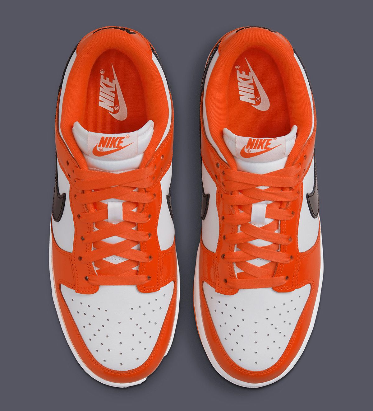 Nike Dunk Low White Orange Patent Black DJ9955-800