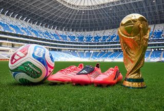 "Solar Turbo"-colored "Road to Glory" football boots by adidas for the 2026 World Cup™.