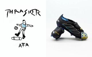 Thrasher x adidas Football & Skateboarding promo material, inspired by the Argentina national football team.