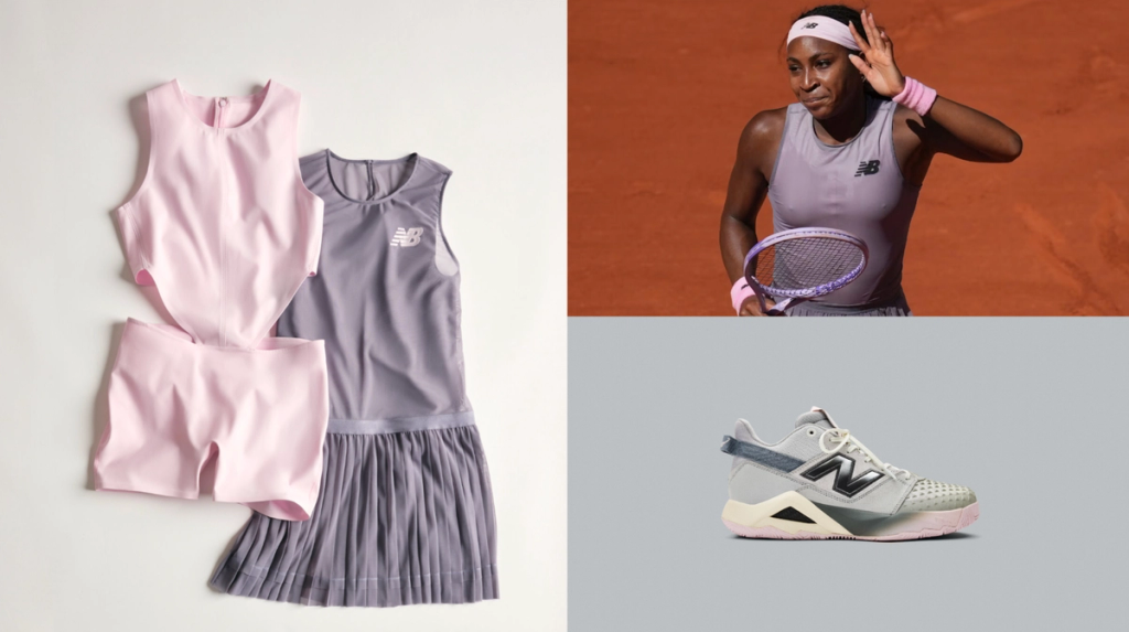 Coco Gauff wearing the New Balance CG2 signature tennis shoe during Roland Garros competition