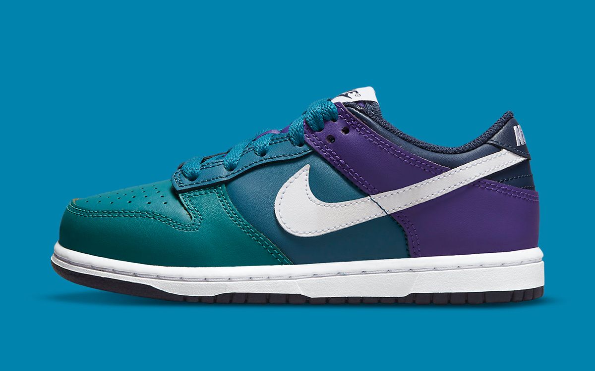 purple and turquoise dunks