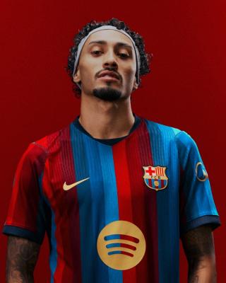 Raphinha for FC Barcelona 26/27 Home Jersey. Photo via FC Barcelona.