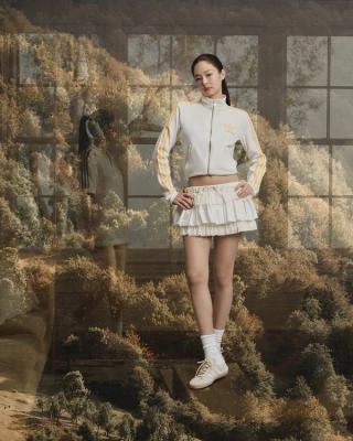 JENNIE modeling the CLOT adidas Gazelle by Edison Chen.