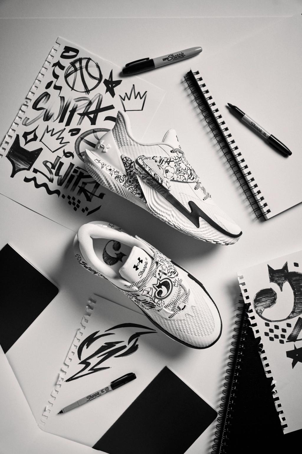 Under Armour Fox 2 in Sharpie-inspired colorway featuring marker-aesthetic design details