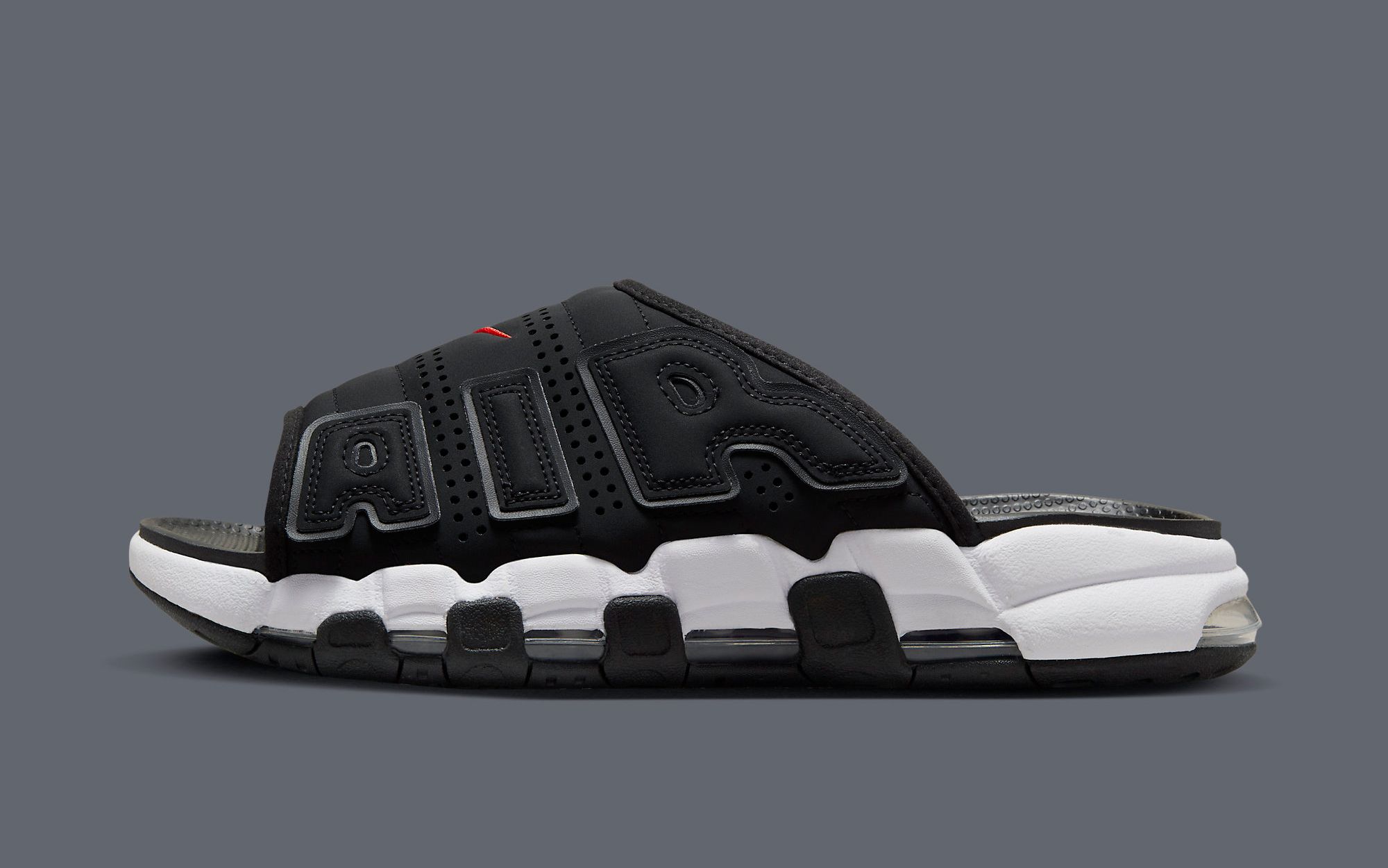 Available Now // Nike Air More Uptempo Slide “Black Infrared