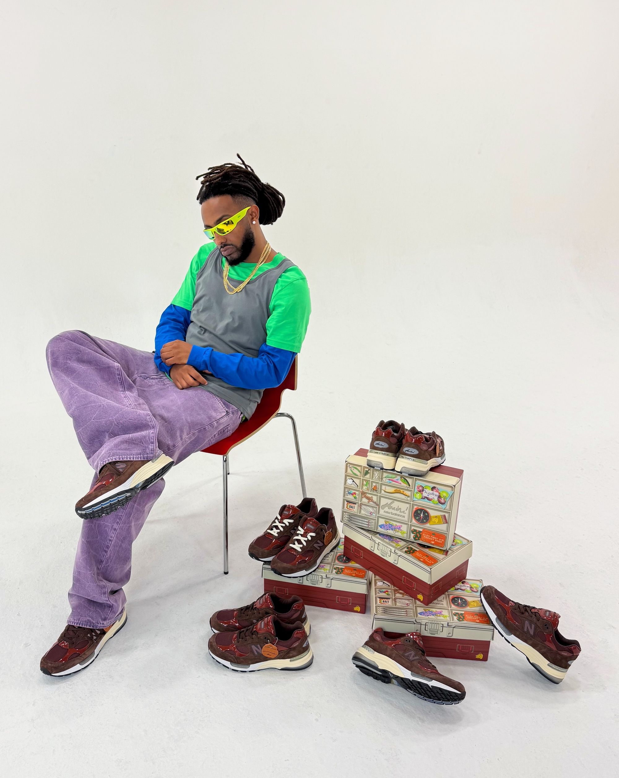 Aminé with his New Balance 992 "Outdoor School" Made in USA collaboration, slated for an Oct. 2, 2026 release & inspired by the Pacific Northwest.