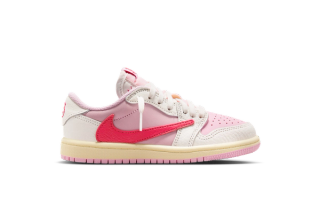 Travis Scott x Air Jordan 1 Low OG "Tropical Pink" collaboration.