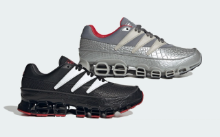 Two adidas Predator '94-inspired Megaride sneakers in original "Black/White/Red" and "Gunmetal" colorways.