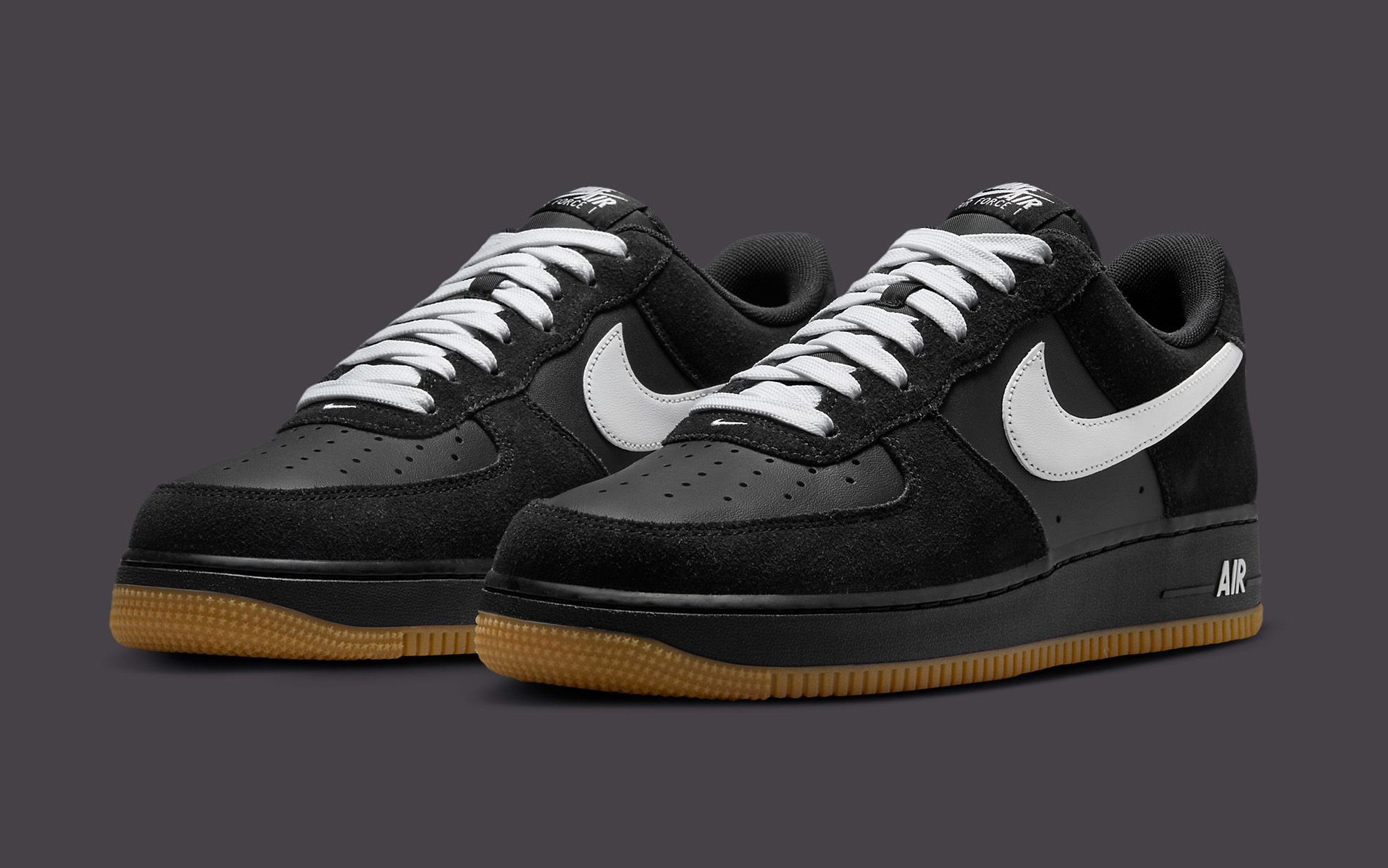 nike air force 1 low white and black gum sole