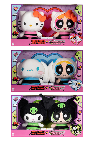 The Powerpuff Girls x Hello Kitty® & Friends 8" Plush Sets. Photo via Sanrio.
