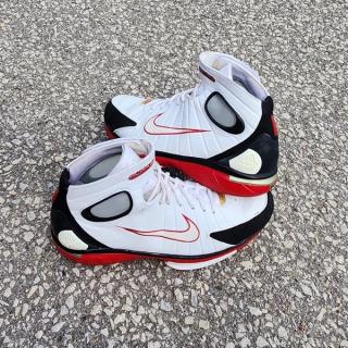 Nike Air Zoom Huarache 2K4 "White/Varsity Red/Black" basketball shoe from 2004.